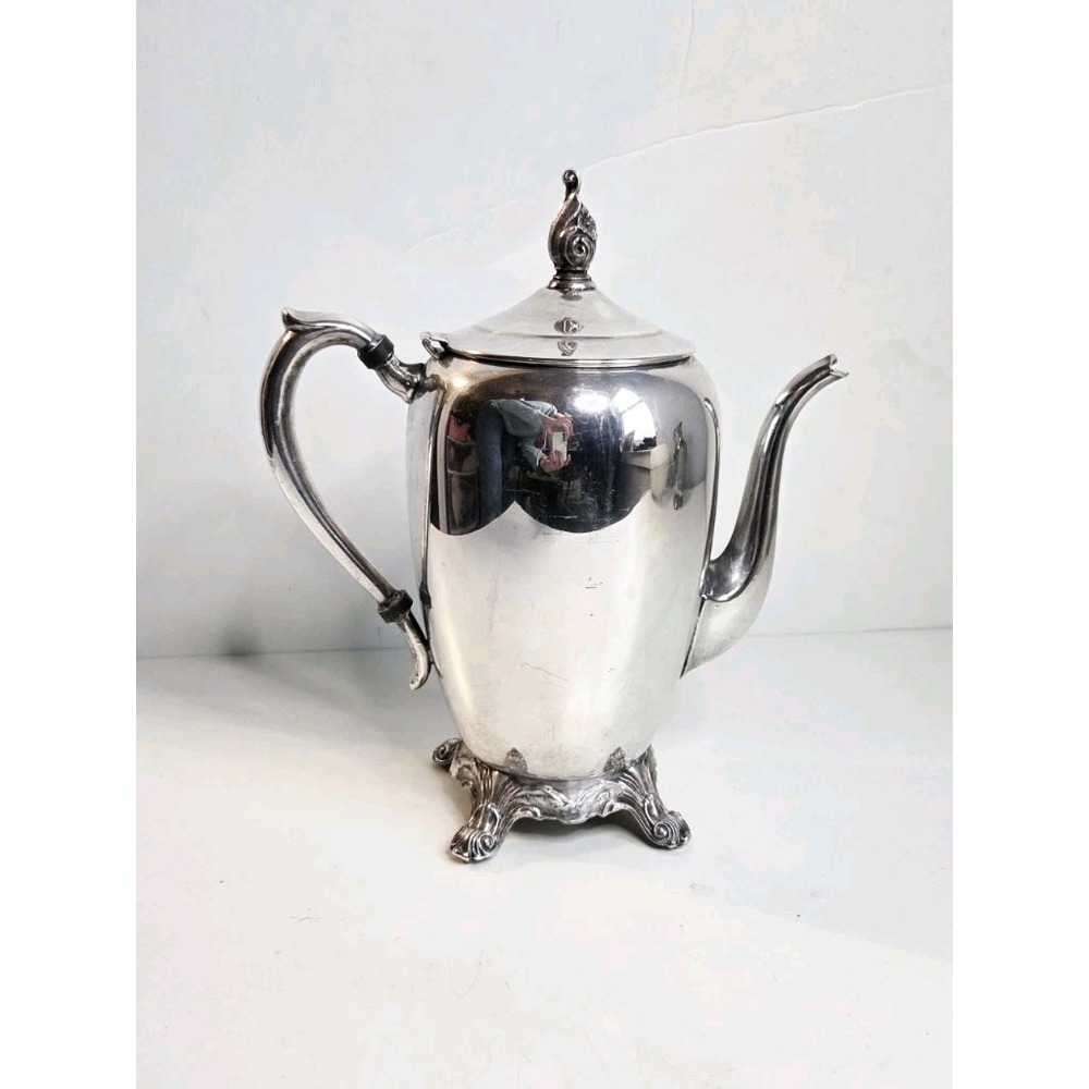 Vintage 1883 FB Rogers‎ Silver Co Coffee Tea Pot Kettle Ornate Foot 2670